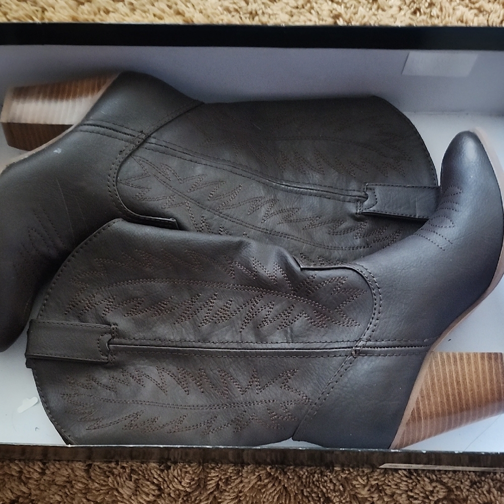 Dark Brown Western Ankle Boots